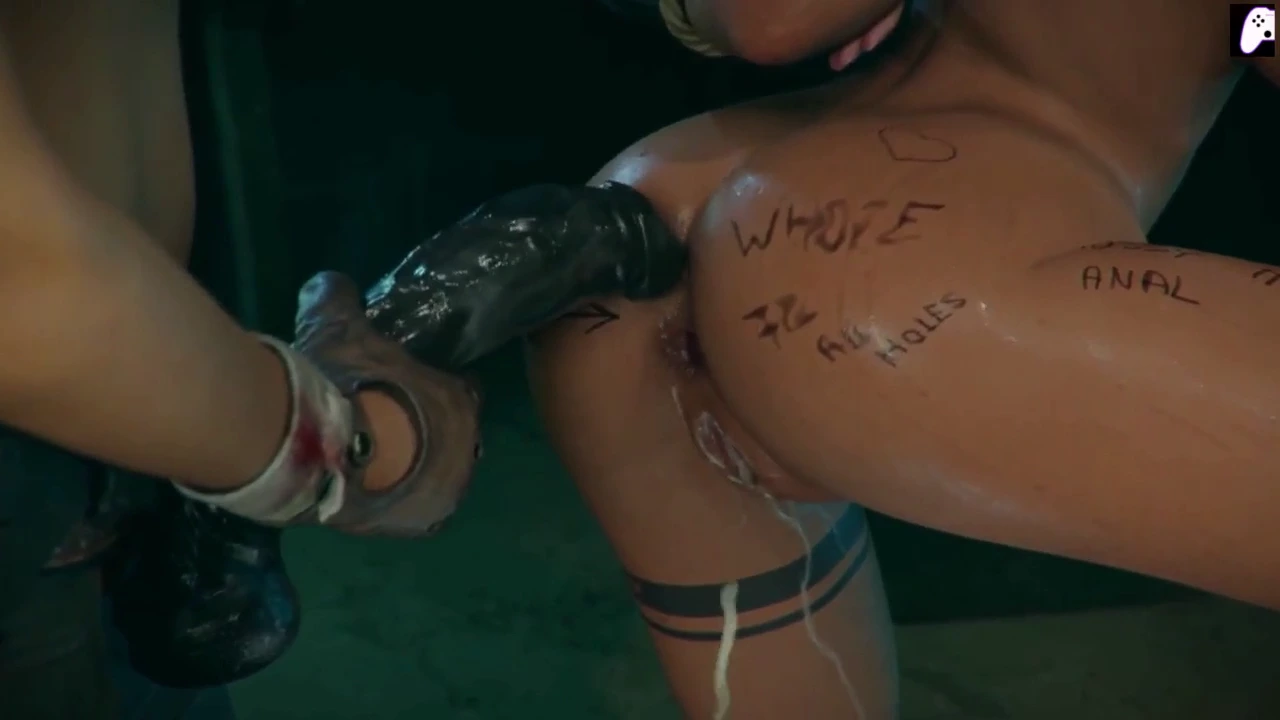 Lara Croft experiences intense pleasure from a huge dildo and receives a cumshot in her anus porn video